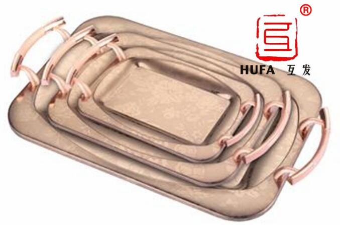 Egg-shaped square plate, rose gold three-piece set, artistic plate, zinc alloy handle