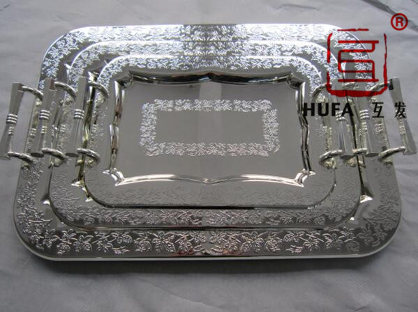 Cuihua square plate silver-plated three-piece set with zinc alloy handle