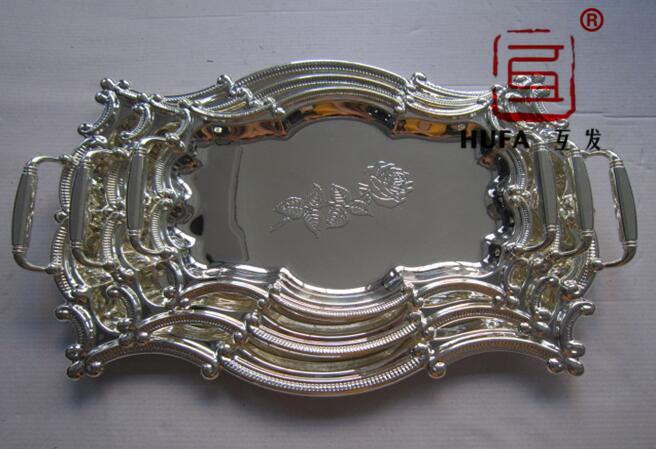 Grape flower square plate, silver-plated three-piece set, artistic plate, Arabic plate