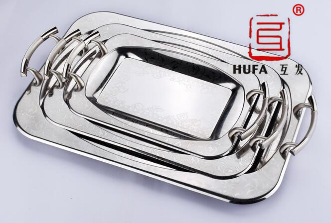 Egg-shaped square plate, titanium gold three-piece set, artistic plate, Arabic plate