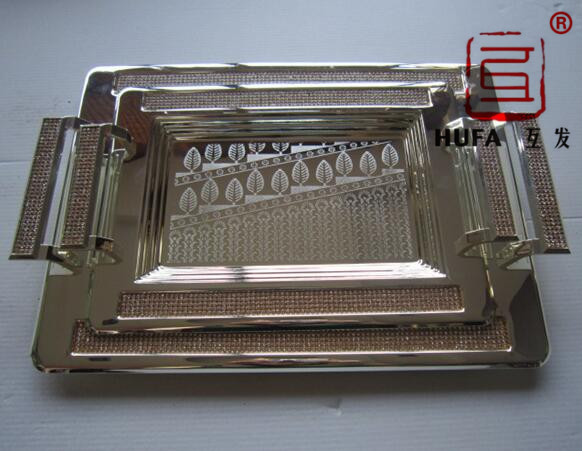 10-piece set of silver-plated (diamond-plated) three-piece plates with zinc alloy handles