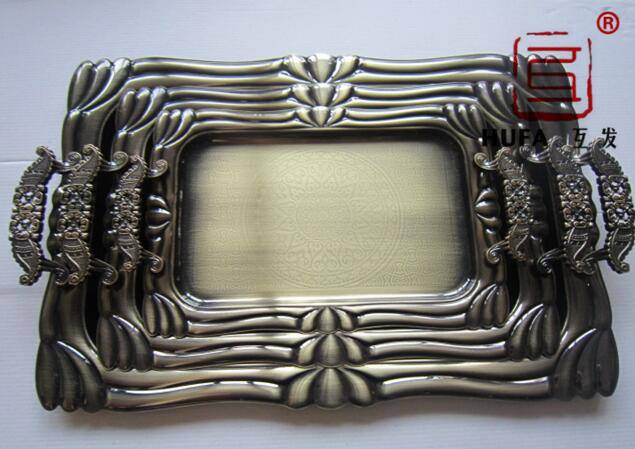 15 sets of three-piece plates plated with red copper and bronze, fruit plates and self-service plates details Picture