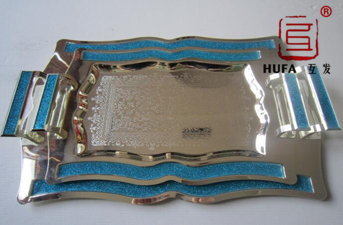 11 sets of three-piece plates plated with silver (flash gold Blue), (flash gold purple), and (flash gold yellow)