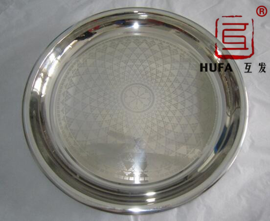 01 Natural color stainless steel round plate, fruit plate and rice plate