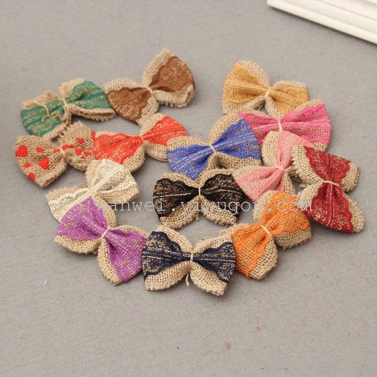 Packaging materials: Lace edges, linen strips, bows, wedding accessories details Picture