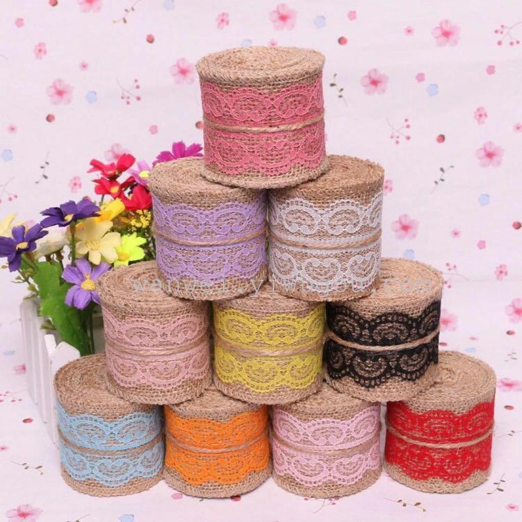 Packaging: 6cm lace and linen roll flower packaging material details Picture
