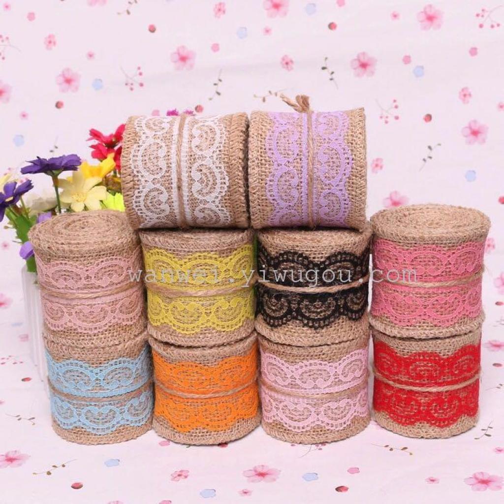 Packaging: 6cm lace and linen roll flower packaging material Specification image