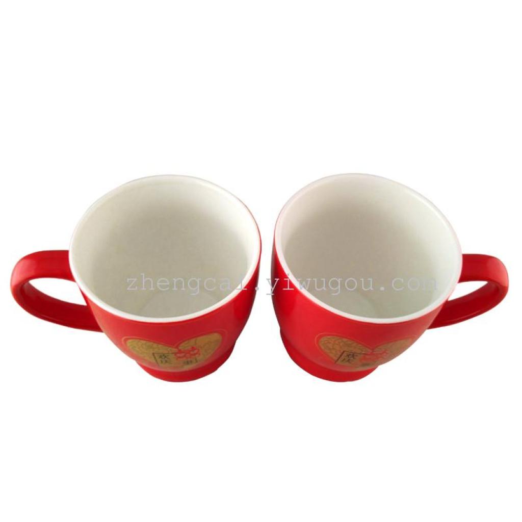Wedding ceramic red glaze pair cups, red couple pair cups for the bride's dowry Application Scenario