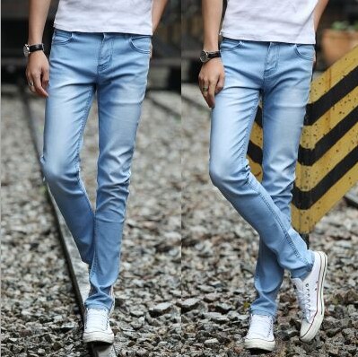 Korean men's jeans are selling well in summer at street stalls. Men's jeans and long pants Application Scenario