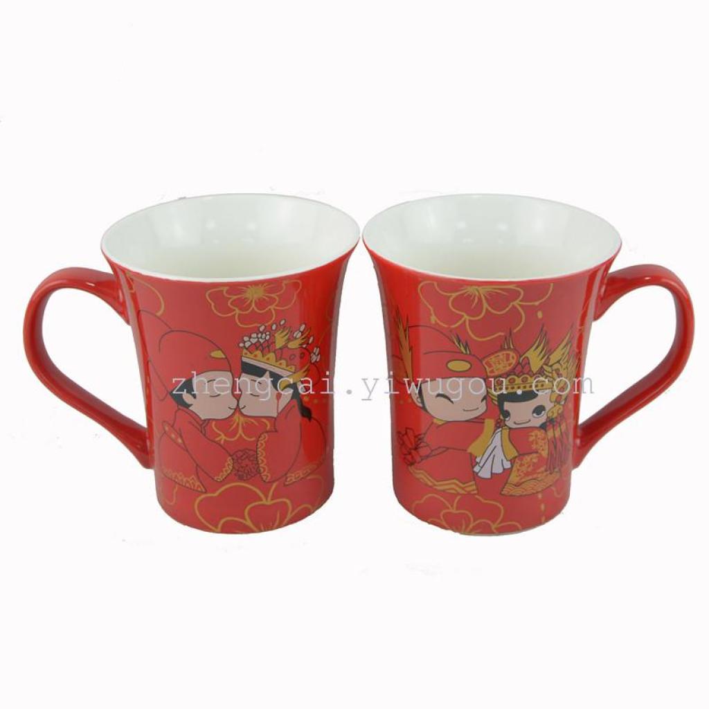 Wedding ceramic red glaze pair cups, red couple pair cups for the bride's dowry Application Scenario