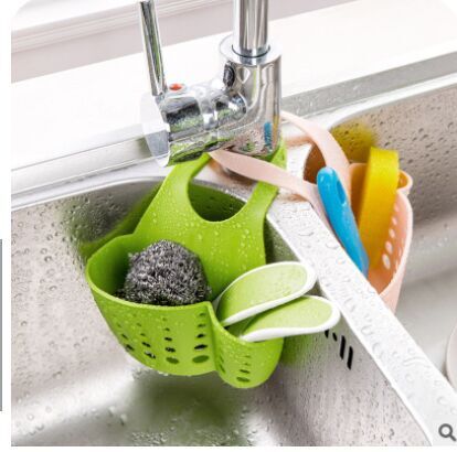 Faucet storage hanging basket adjustable button bathroom storage hanging bag sink storage shelf wholesale