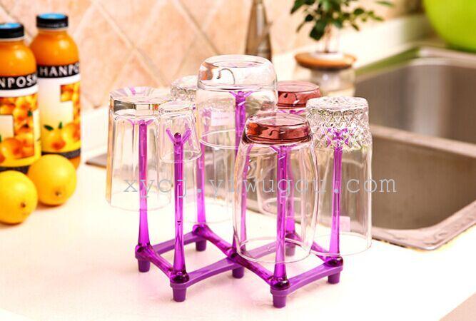 Creative stretchable multi-position draining cup holder, multi-functional plastic cup holder, glass water cup storage rack, inverted hanging rack Specification image