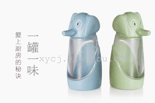 Wheat straw Little Elephant seasoning jar, creative kitchenware, barbecue pepper powder seasoning box details Picture