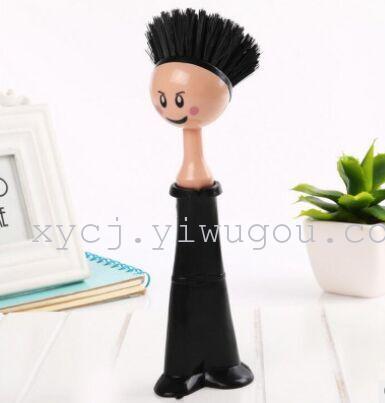 New creative couple pot brush, long dress princess pot brush, plastic cleaning brush, bathroom and kitchen sink brush Specification image