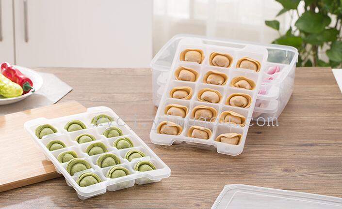Frozen dumpling box, refrigerator preservation storage box, three-layer compartments, dumpling tray, non-stick preservation box, microwave defrosting box