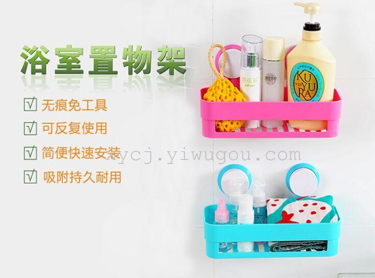 Creative, traceless, candy-colored, powerful double suction cup storage rack, bathroom storage rack, kitchen utility rack Application Scenario