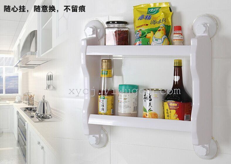 Double-layer wall-mounted storage rack, powerful suction cup type wall-mounted storage and organization rack for kitchen, bathroom and toilet details Picture