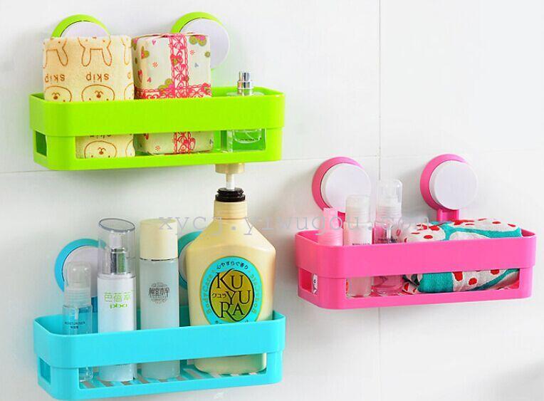 Creative, traceless, candy-colored, powerful double suction cup storage rack, bathroom storage rack, kitchen utility rack details Picture