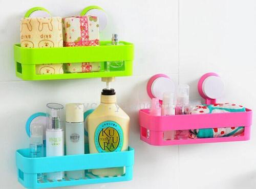Creative, traceless, candy-colored, powerful double suction cup storage rack, bathroom storage rack, kitchen utility rack