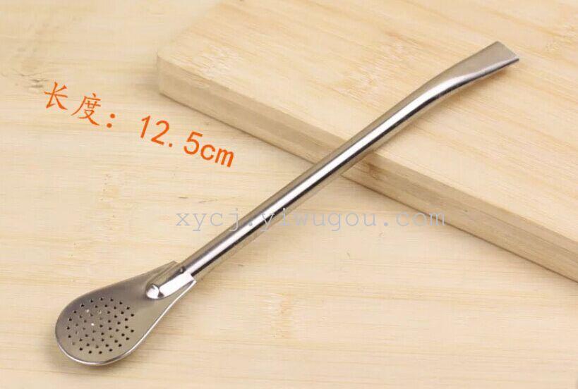 Straw spoon Coffee stirring spoon Mate filter tea glass metal juice drink straw spoon thumbnail