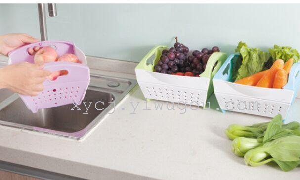 Fruit draining basket with handle, folding vegetable washing draining basket, kitchen folding draining basket