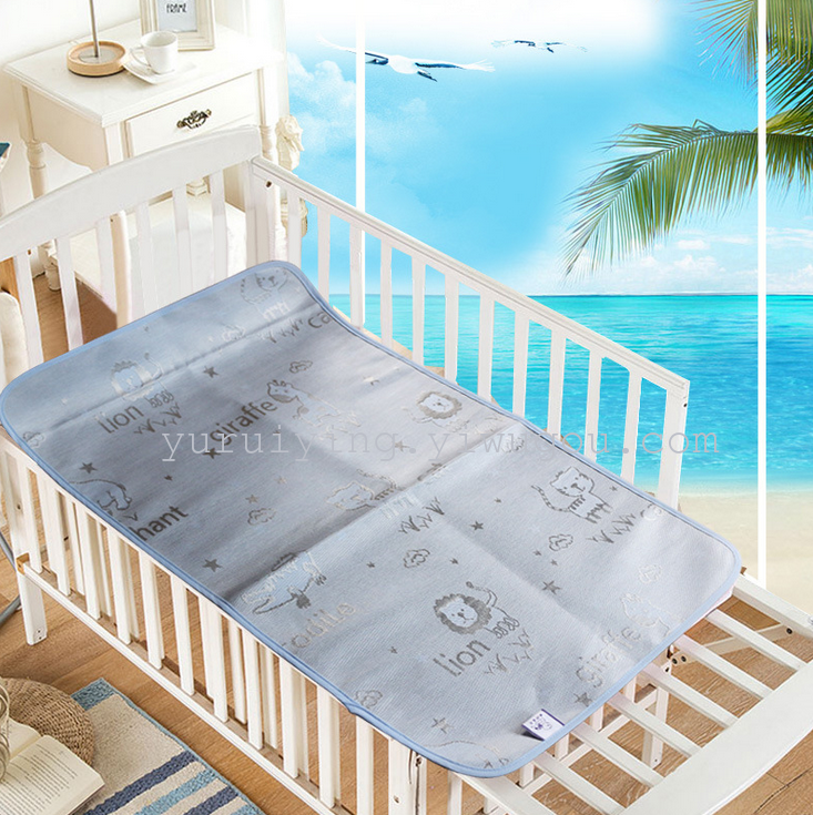 婴儿卡通冰丝床垫74*98防水竹纤维宝宝隔尿垫凉席