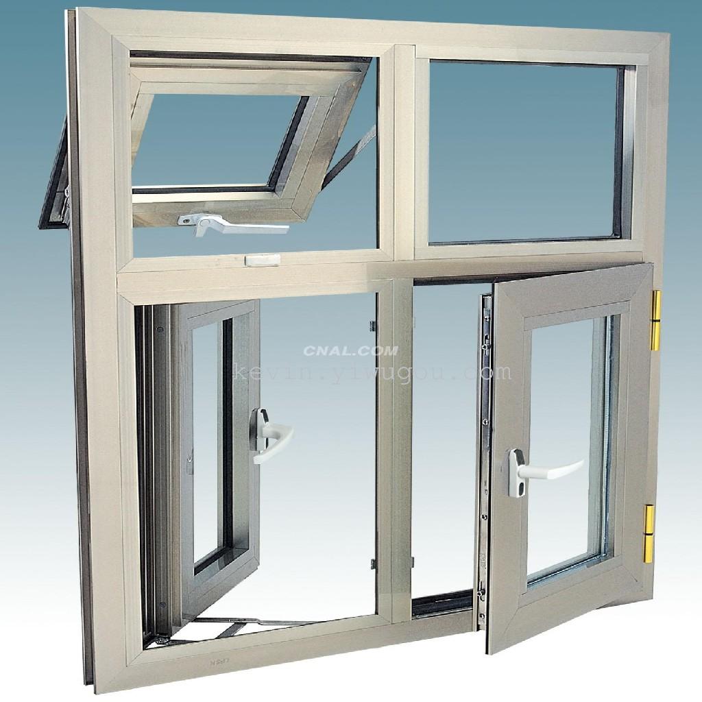 Wood-grain aluminum alloy doors and Windows, double-opening doors and Windows details Picture