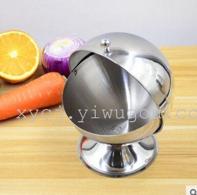 Stainless steel salt jar Seasoning jar Sugar jar Vinegar jar Spherical coffee storage Salt jar White sugar jar rotating seasoning box