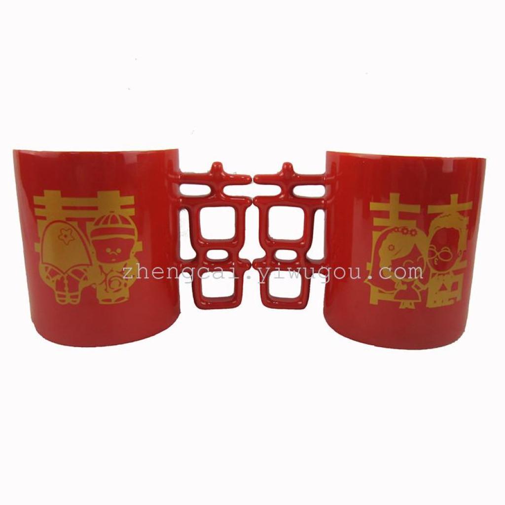 Wedding ceramic red glaze pair cups, red couple pair cups for the bride's dowry Application Scenario