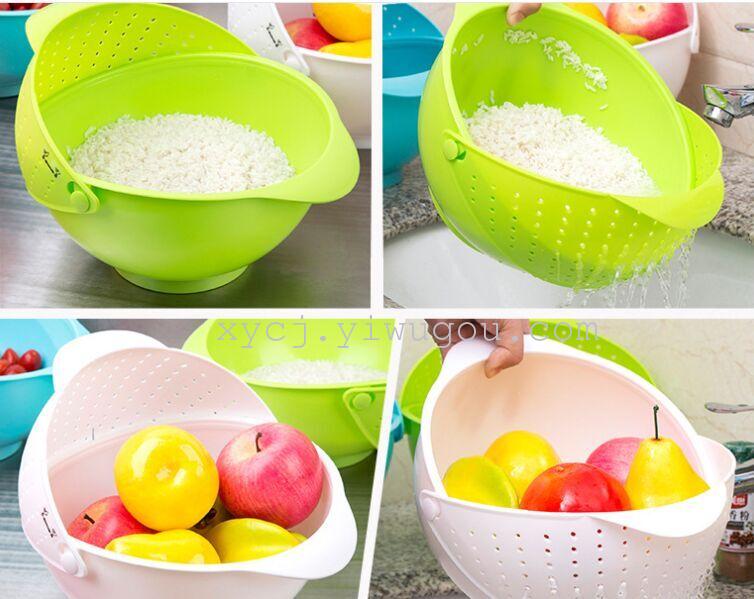 Kitchen rice-washing machine, draining basket, vegetable basket, plastic vegetable basin, rice-washing fruit basket, rice-washing basin, rice washing sieve details Picture