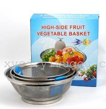 28cm stainless steel high-edge net basket, vegetable and fruit basket, fruit basket, kitchenware