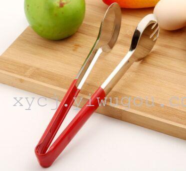 Stainless steel food tongs, heat-resistant barbecue/buffet tongs, one-inch bread tongs, food jackets, rubber handles Application Scenario