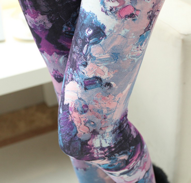 Wholesale of new tropical rainforest print stretch nine-inch leggings details Picture