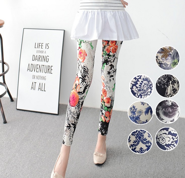 New spring dress, large-sized stretch, colorful star graffiti, personalized leggings for women details Picture