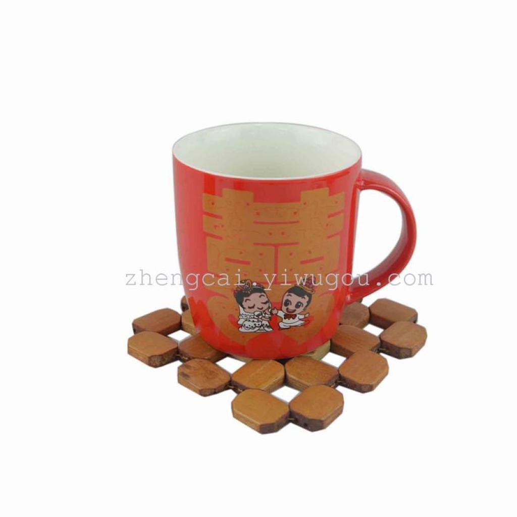Wedding ceramic red glaze pair cups, red couple pair cups for the bride's dowry details Picture