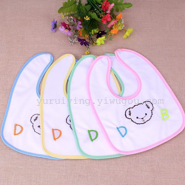 Baby crystal velvet saliva towel, letter embroidered waterproof bib, cartoon rice bag, embroidered bib