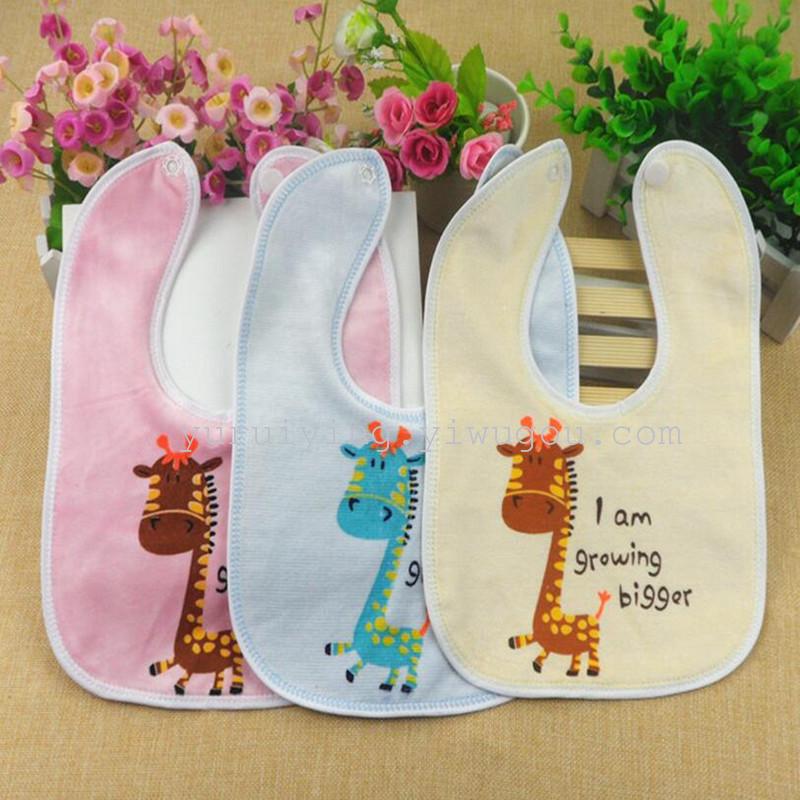 Cartoon-printed giraffe bib baby crystal velvet waterproof saliva wipes