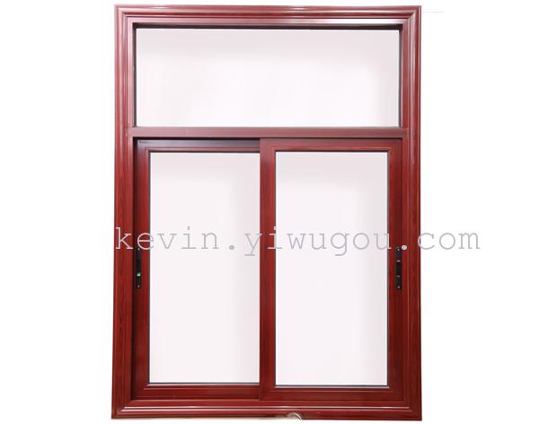 Wood-grain aluminum alloy doors and Windows, double-opening doors and Windows, aluminum alloy doors and Windows details Picture