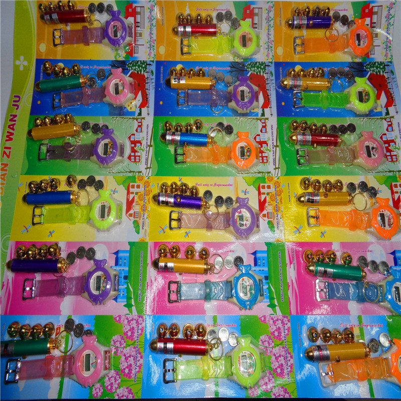 Children's plastic toy keychains, LED night lights, gifts, five-head laser plus fish watches, factory direct sales