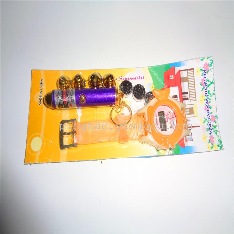 Children's plastic toy keychains, LED night lights, gifts, five-head laser plus fish watches, factory direct sales Specification image
