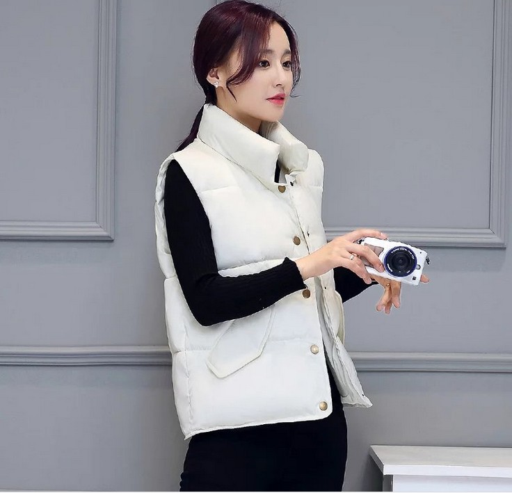 New down cotton women's short, high-quality, lightweight and warm stand-up collar vest for winter Application Scenario