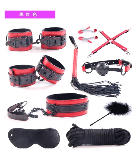 成人用品网店代理代销黑钉皮革情趣10件套夫妻另类性玩具外贸