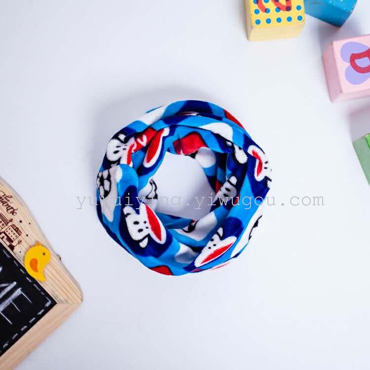 New baby super soft new children's cartoon printed velvet neck scarf for winter warmth, factory direct sales Specification image