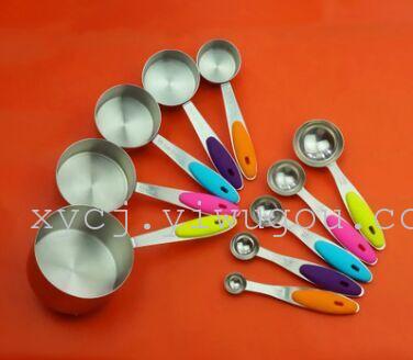 10-piece set of stainless steel measuring spoons, silicone handle measuring cups and spoons, spoon baking tools in stock details Picture