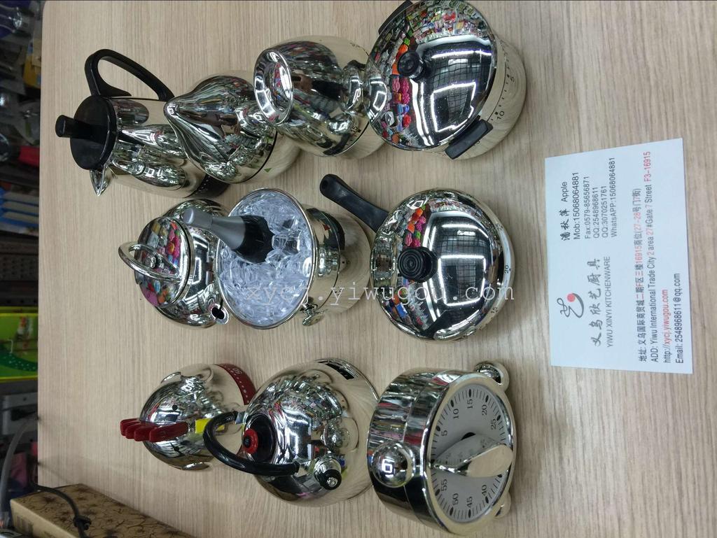 Timer, electric alarm clock, eggs, salted eggs, frying pan, champagne details Picture