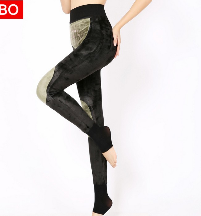 Temperature-changing magnetic therapy warm uterus knee protection nylon one-piece pants for autumn and winter with fleece and thickened leggings details Picture