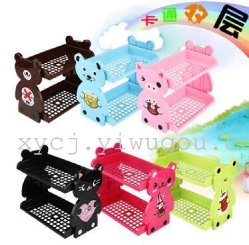 Animal double-layer storage rack box, desktop cartoon storage rack, cartoon animal storage rack