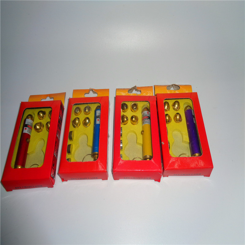 Children's plastic toy flashlight, LED keychain light, gift LED night light, five-head hard box laser