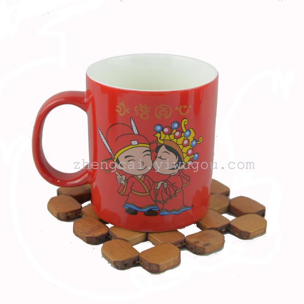 Wedding ceramic red glaze pair cups, red couple pair cups for the bride's dowry Application Scenario