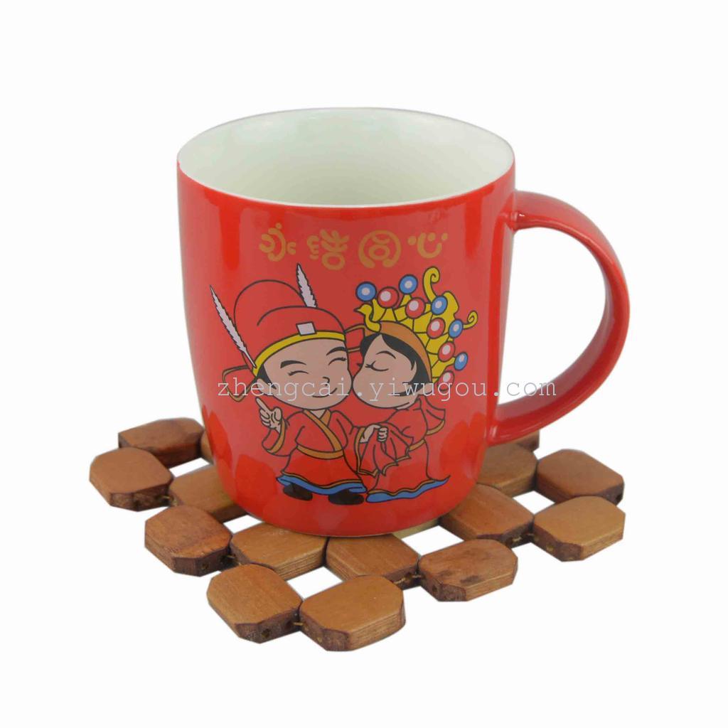 Wedding ceramic red glaze pair cups, red couple pair cups for the bride's dowry Application Scenario